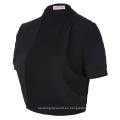 Belle Poque señoras de manga corta de plisado lados de algodón Negro encogimiento Bolero BP000215-1
